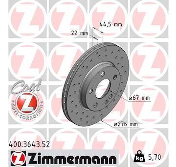 Brzdový kotouč ZIMMERMANN 400.3643.52