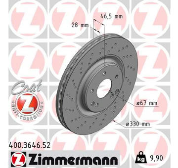 Brzdový kotúč ZIMMERMANN 400.3646.52