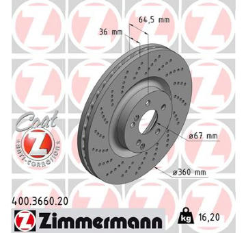 Brzdový kotouč ZIMMERMANN 400.3660.20