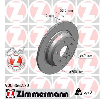 Brzdový kotouč ZIMMERMANN 400.3662.20