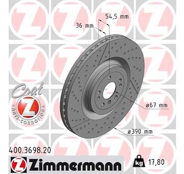 Brzdový kotouč ZIMMERMANN 400.3698.20