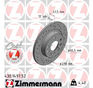 Brzdový kotouč ZIMMERMANN 430.1497.52