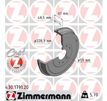 Brzdový bubon ZIMMERMANN 430.1791.20