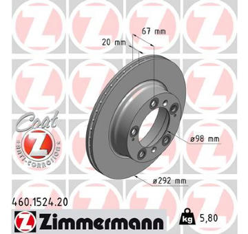 Brzdový kotouč ZIMMERMANN 460.1524.20