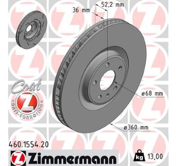 Brzdový kotouč ZIMMERMANN 460.1554.20