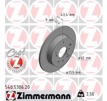 Brzdový kotouč ZIMMERMANN 540.5306.20