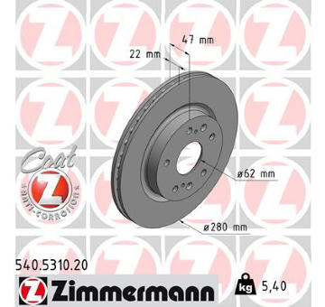 Brzdový kotouč ZIMMERMANN 540.5310.20