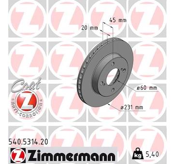 Brzdový kotouč ZIMMERMANN 540.5314.20