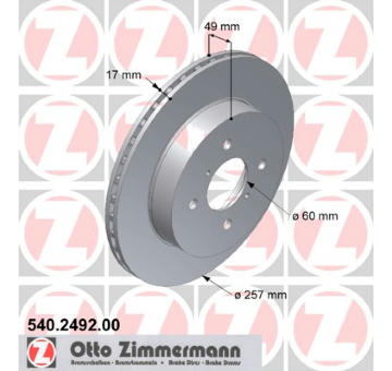 Brzdový kotouč ZIMMERMANN 540.2492.00