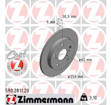 Brzdový kotouč ZIMMERMANN 590.2811.20