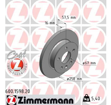 Brzdový kotouč ZIMMERMANN 600.1598.20