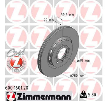 Brzdový kotouč ZIMMERMANN 600.1601.20