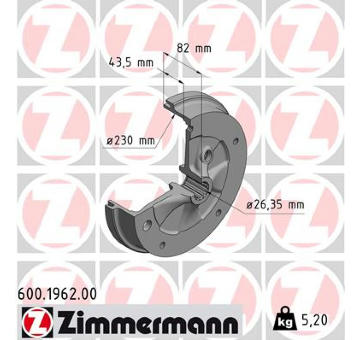 Brzdový buben ZIMMERMANN 600.1962.00