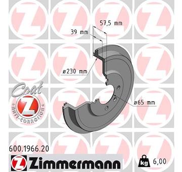 Brzdový buben ZIMMERMANN 600.1966.20