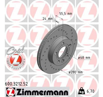 Brzdový kotouč ZIMMERMANN 600.3212.52