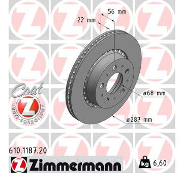 Brzdový kotouč ZIMMERMANN 610.1187.20