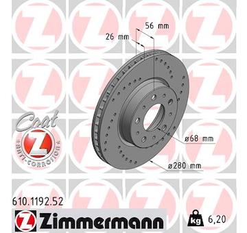 Brzdový kotouč ZIMMERMANN 610.1192.52