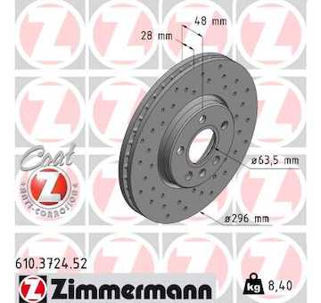 Brzdový kotouč ZIMMERMANN 610.3724.52