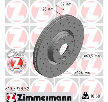 Brzdový kotouč ZIMMERMANN 610.3729.52