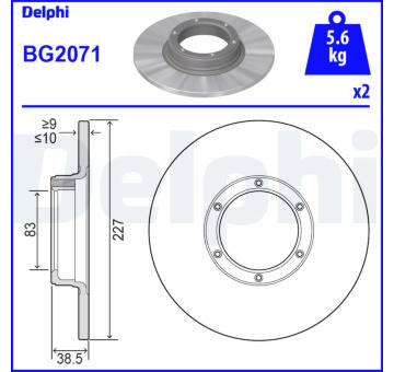 Brzdový kotouč DELPHI BG2071