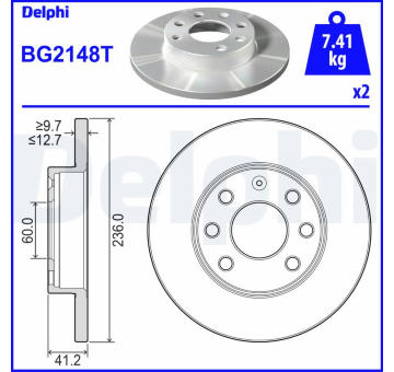 Brzdový kotúč DELPHI BG2148T