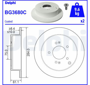 Brzdový kotouč DELPHI BG3680C