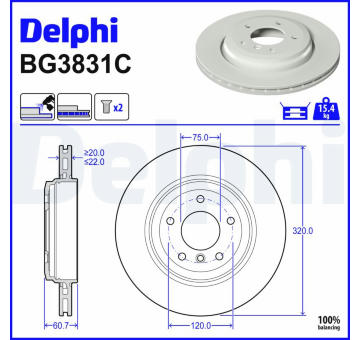 Brzdový kotúč DELPHI BG3831C