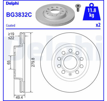 Brzdový kotouč DELPHI BG3832C