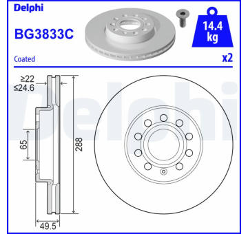 Brzdový kotouč DELPHI BG3833C