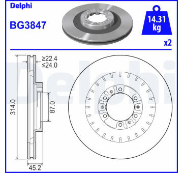 Brzdový kotouč DELPHI BG3847