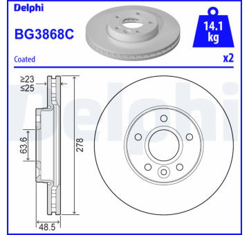 Brzdový kotouč DELPHI BG3868C