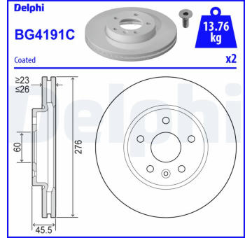 Brzdový kotouč DELPHI BG4191C