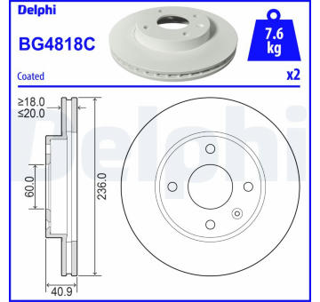 Brzdový kotouč DELPHI BG4818C