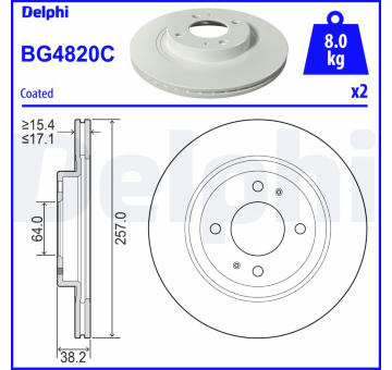 Brzdový kotouč DELPHI BG4820C