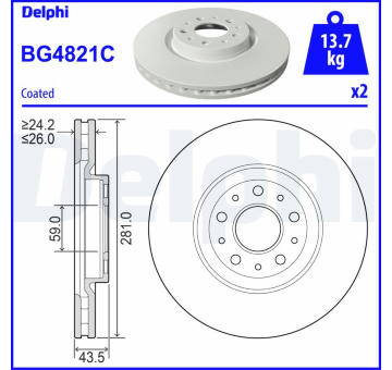 Brzdový kotouč DELPHI BG4821C