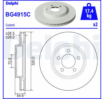 Brzdový kotouč DELPHI BG4915C