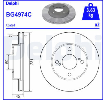 Brzdový kotouč DELPHI BG4974C