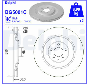 Brzdový kotouč DELPHI BG5001C