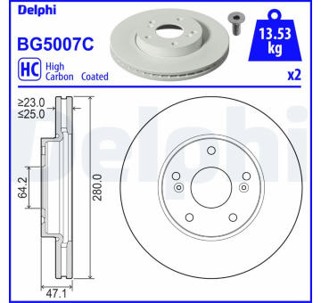 Brzdový kotouč DELPHI BG5007C