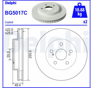 Brzdový kotouč DELPHI BG5017C