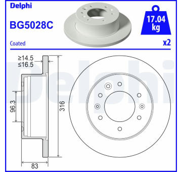 Brzdový kotouč DELPHI BG5028C