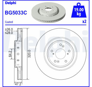 Brzdový kotouč DELPHI BG5033C