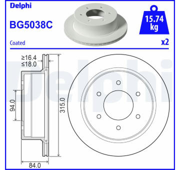 Brzdový kotouč DELPHI BG5038C