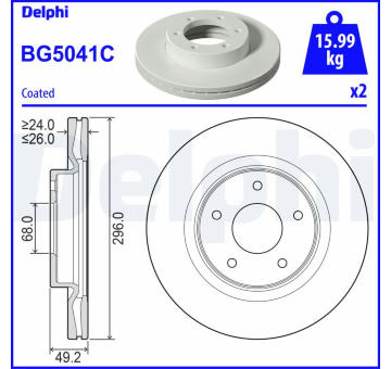 Brzdový kotouč DELPHI BG5041C