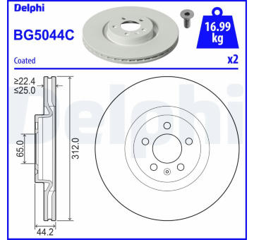 Brzdový kotouč DELPHI BG5044C