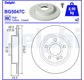 Brzdový kotouč DELPHI BG5047C