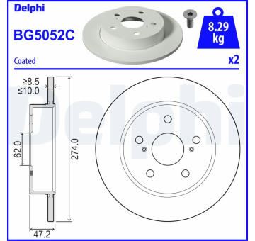 Brzdový kotouč DELPHI BG5052C