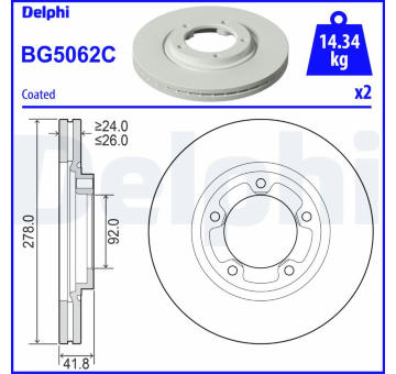 Brzdový kotouč DELPHI BG5062C