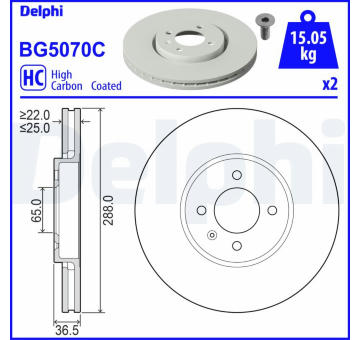 Brzdový kotouč DELPHI BG5070C