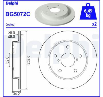 Brzdový kotouč DELPHI BG5072C